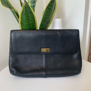 j crew black leather envelope clutch